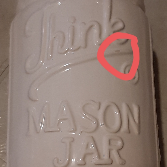 Large Cookie Jar Container - Mason Jar Style White Ceramic - Picture 11 of 11